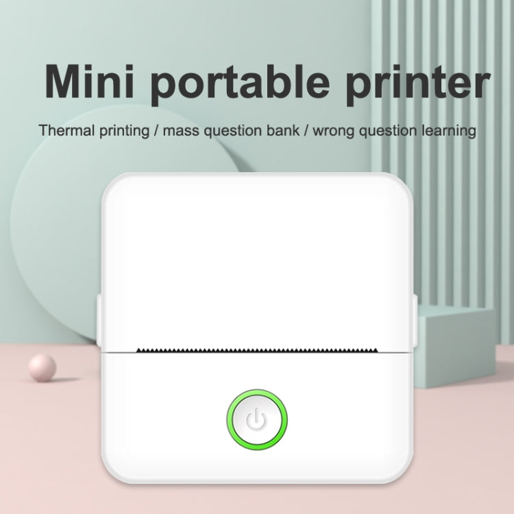 X6 200DPI Student Homework Printer Bluetooth Inkless Pocket Printer White 5 Printer Papers+5 Stickers + 3 Color Papers
