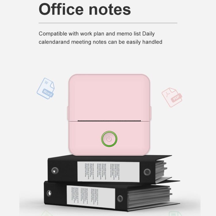 X6 200DPI Student Homework Printer Bluetooth Inkless Pocket Printer White 5 Printer Papers+5 Stickers + 3 Color Papers