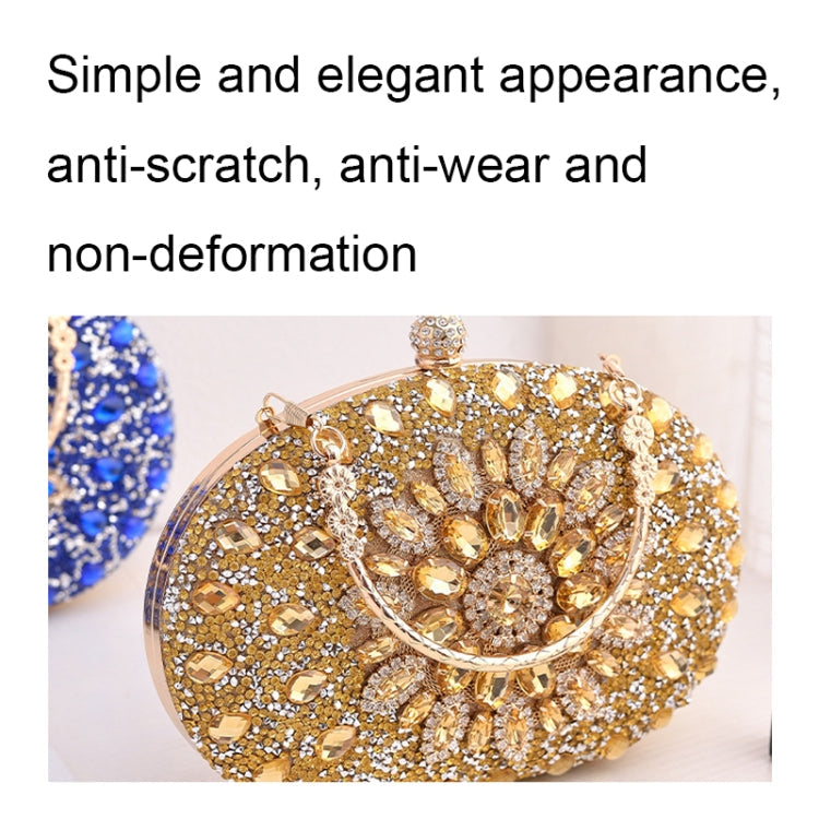 Oval Sunflower Diamond Evening Party Clutch Bag(Black)