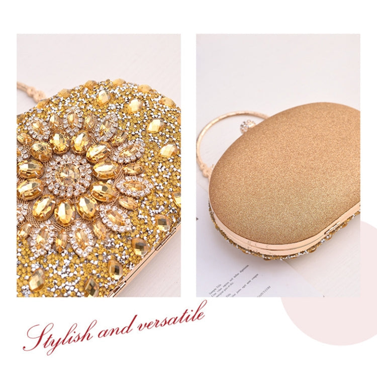 Oval Sunflower Diamond Evening Party Clutch Bag(Silver)