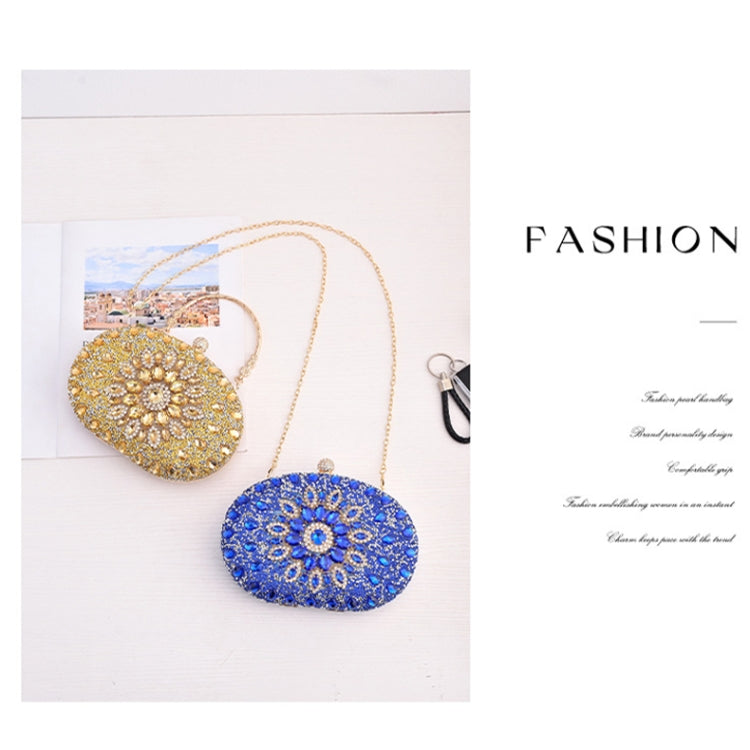 Oval Sunflower Diamond Evening Party Clutch Bag(Black)