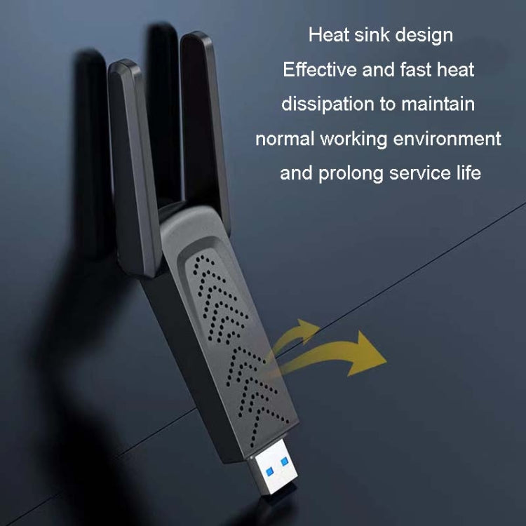 1300Mbps Wireless Network Card Gigabit Dual Band 5G Driverless Computer USB Network Card, 600m, 1300m
