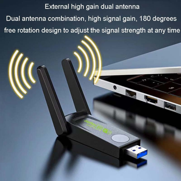 1300Mbps Wireless Network Card Gigabit Dual Band 5G Driverless Computer USB Network Card, 600m, 1300m