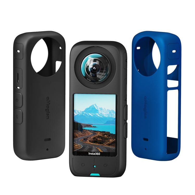 For Insta360 X3 AMagisn Body Silicone Protective Cover, Body+Lens Case (Black), Body Case (black), Lens Case (Black)