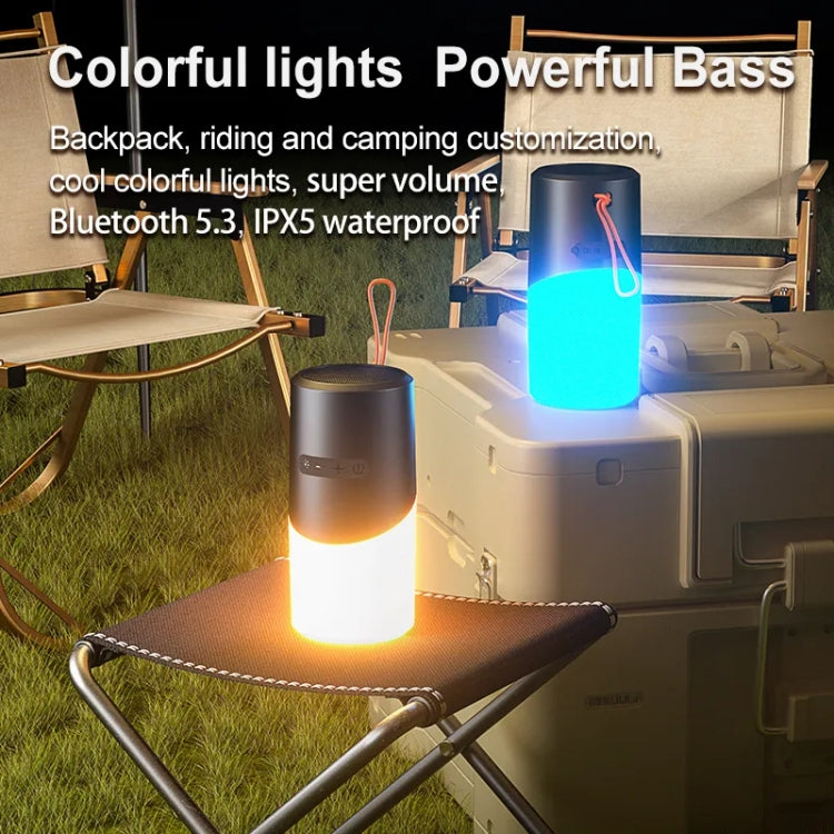 Wireless Bluetooth Speaker With RGB Light Waterproof Stereo Atmosphere Light(Black)