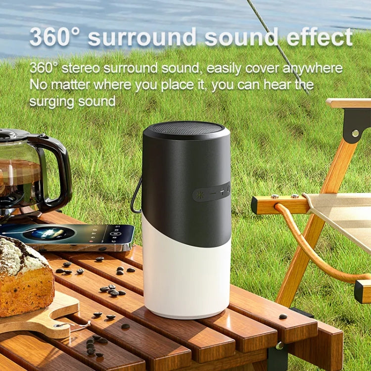 Wireless Bluetooth Speaker With RGB Light Waterproof Stereo Atmosphere Light(Black)