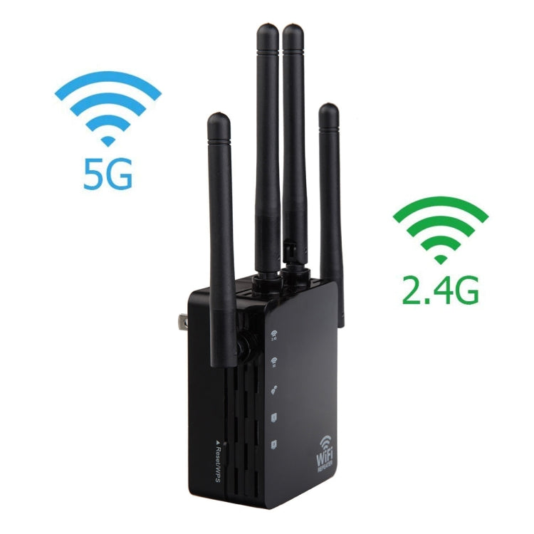 5G/2.4G 1200Mbps WiFi Range Extender WiFi Repeater With 2 Ethernet Ports, US Plug Black, EU Plug White, EU Plug Black, US Plug White