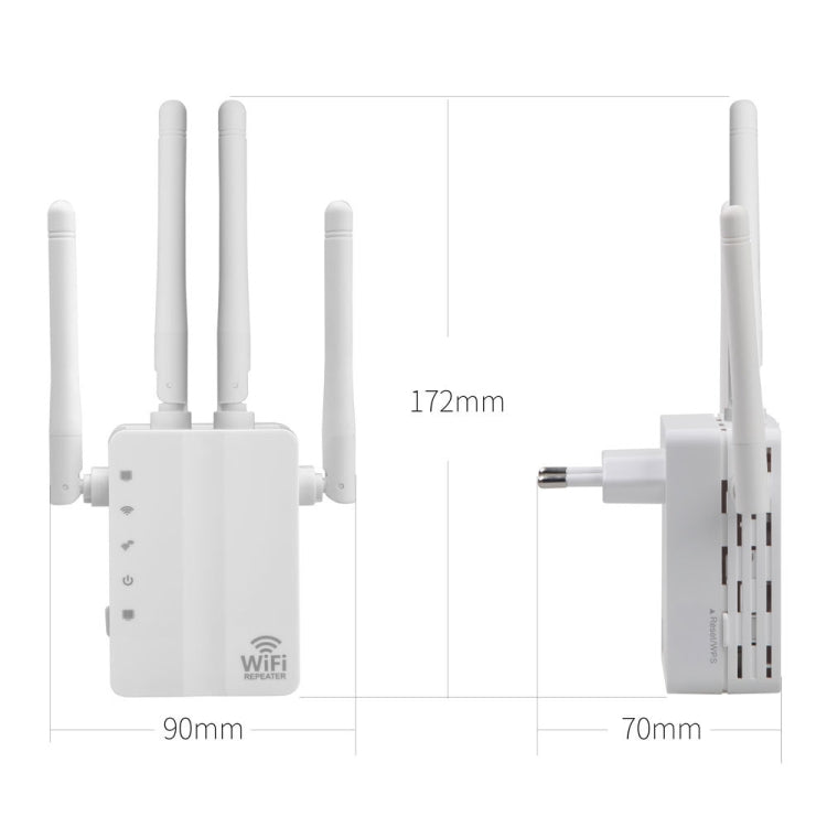 5G/2.4G 1200Mbps WiFi Range Extender WiFi Repeater With 2 Ethernet Ports, US Plug Black, EU Plug White, EU Plug Black, US Plug White