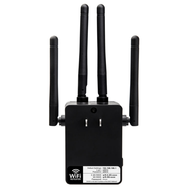 5G/2.4G 1200Mbps WiFi Range Extender WiFi Repeater With 2 Ethernet Ports, US Plug Black, EU Plug White, EU Plug Black, US Plug White