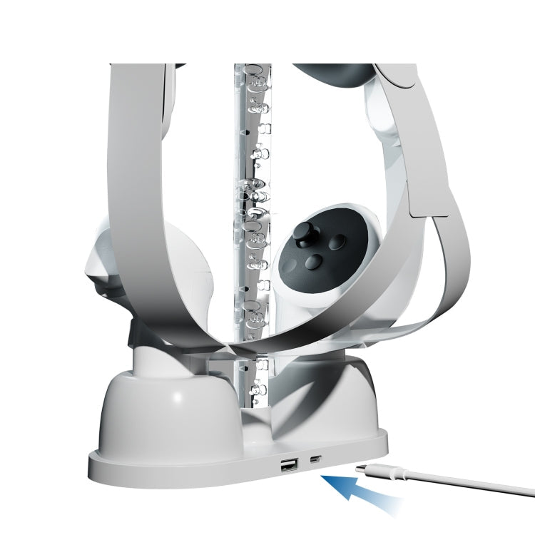 For Meta Quest 3 VR Glasses Charging Base Storage Bracket with Cool RGB Light(White)