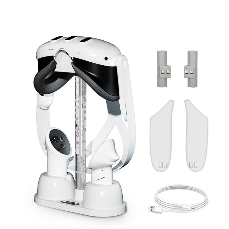 For Meta Quest 3 VR Glasses Charging Base Storage Bracket with Cool RGB Light(White)