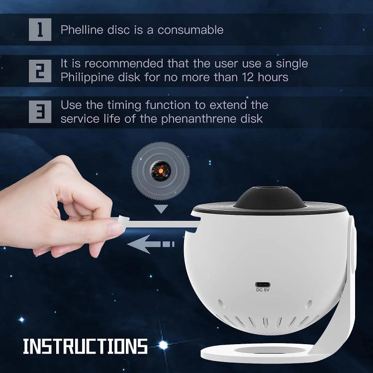 Galaxy Night Light Star Projector LED Table Lamp Children Room Decor With 12pcs Film Disc(Black and White)