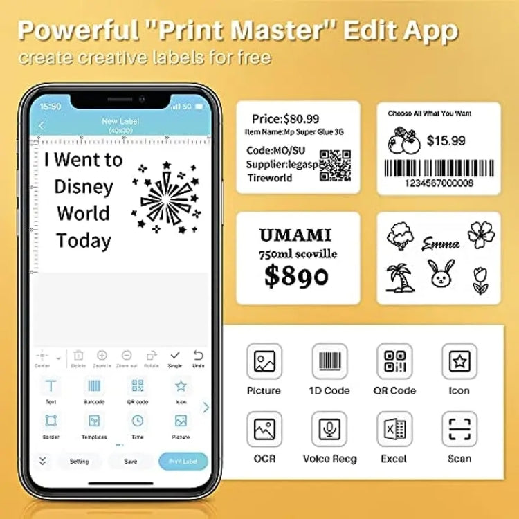 Phomemo M120 Label Maker Barcode Printer Bluetooth Thermal Label Machine