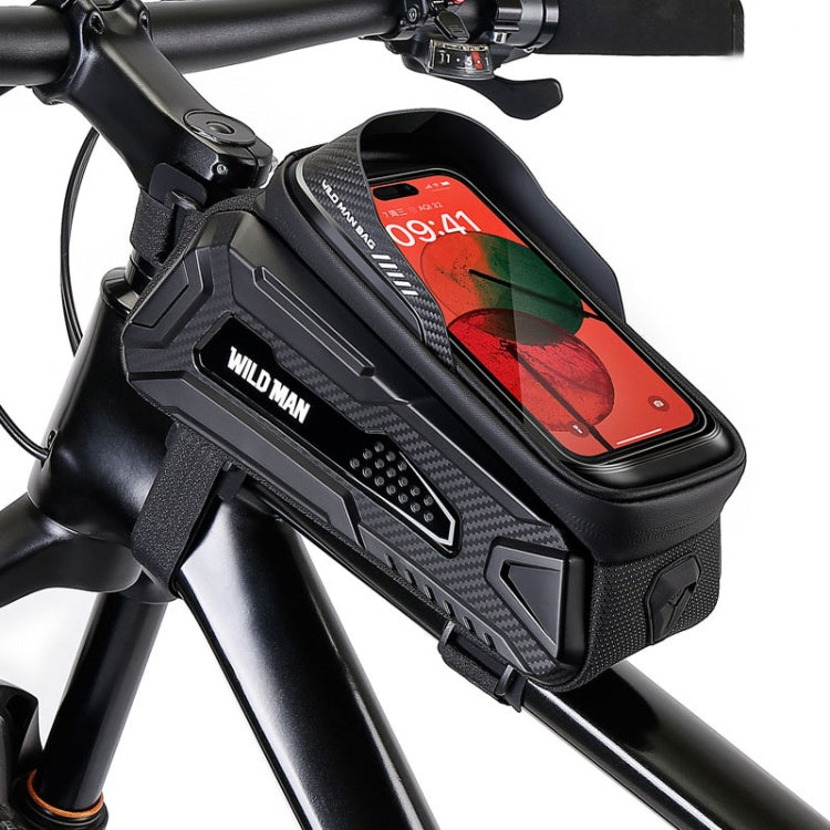 WILD MAN M30 1L Hard Shell Mountain Bike Front Beam Bag TPU Touch Screen Cycling Equipment Bag, M30 (Black Red), M30 (Black)