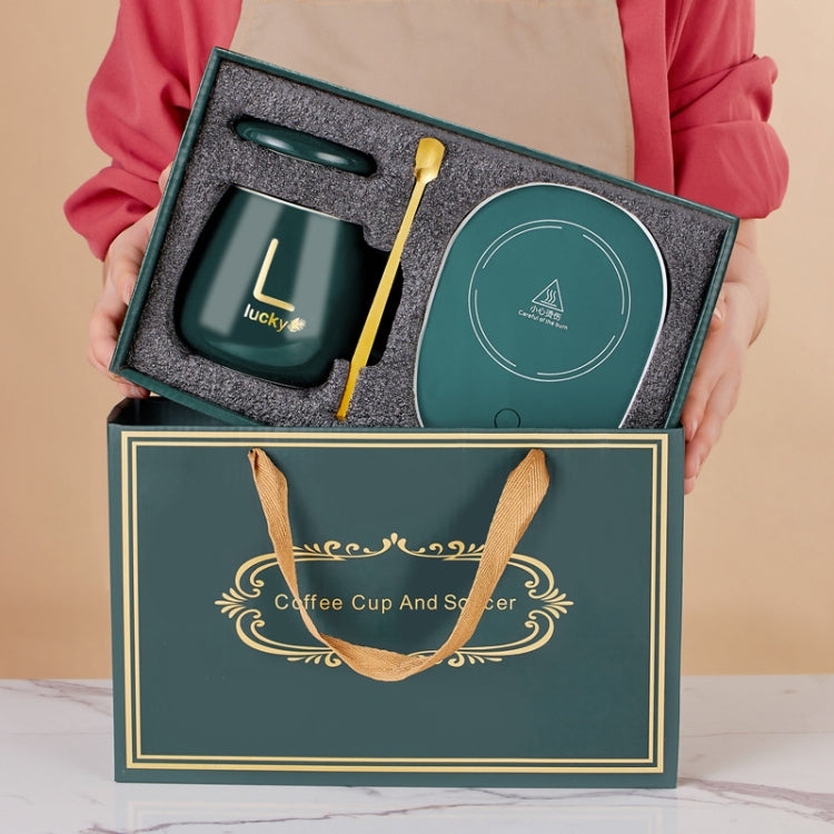 Constant Temperature Heating Thermostat Cup Set Smart Ceramic Coffee Cup, Style: USB Plug(Green+Gift Box)