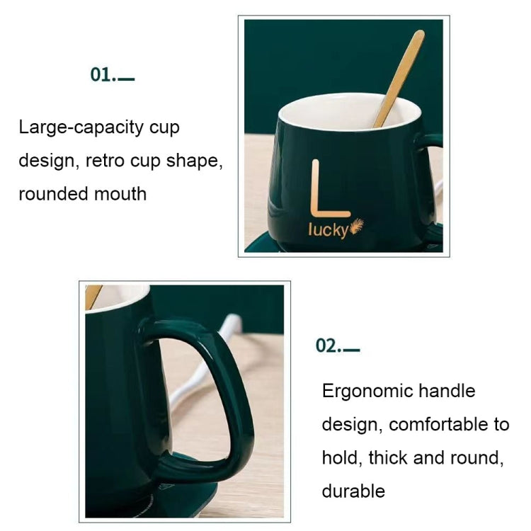Constant Temperature Heating Thermostat Cup Set Smart Ceramic Coffee Cup, Style: USB Plug(Green+Gift Box)