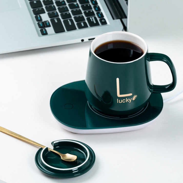 Constant Temperature Heating Thermostat Cup Set Smart Ceramic Coffee Cup, Style: USB Plug(Green+Gift Box)