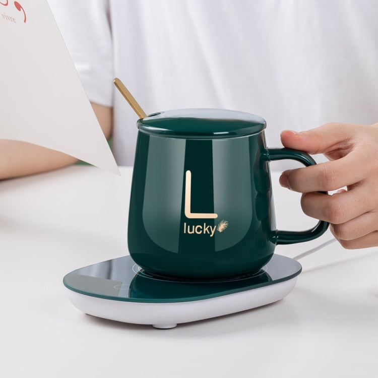 Constant Temperature Heating Thermostat Cup Set Smart Ceramic Coffee Cup, Style: USB Plug(Green+Gift Box)