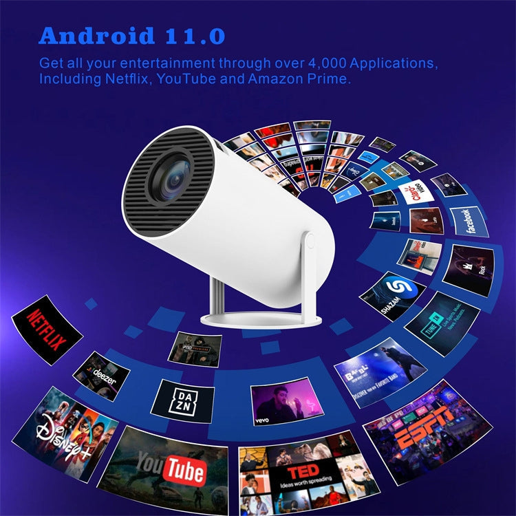 HY300 Smart Projector Android 11.0 System 120 Lumen Portable Projector UK Plug