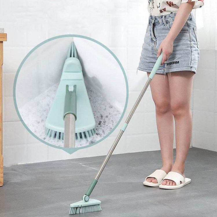 Triangular Floor Brush Long Handle Stiff Bristle Corner Crevice Brush(Light Blue)