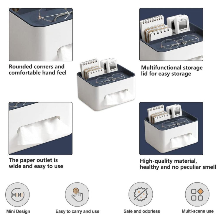 Multifunctional Tissue Box Napkin Container Organizer Box for Remote Control(Gray)