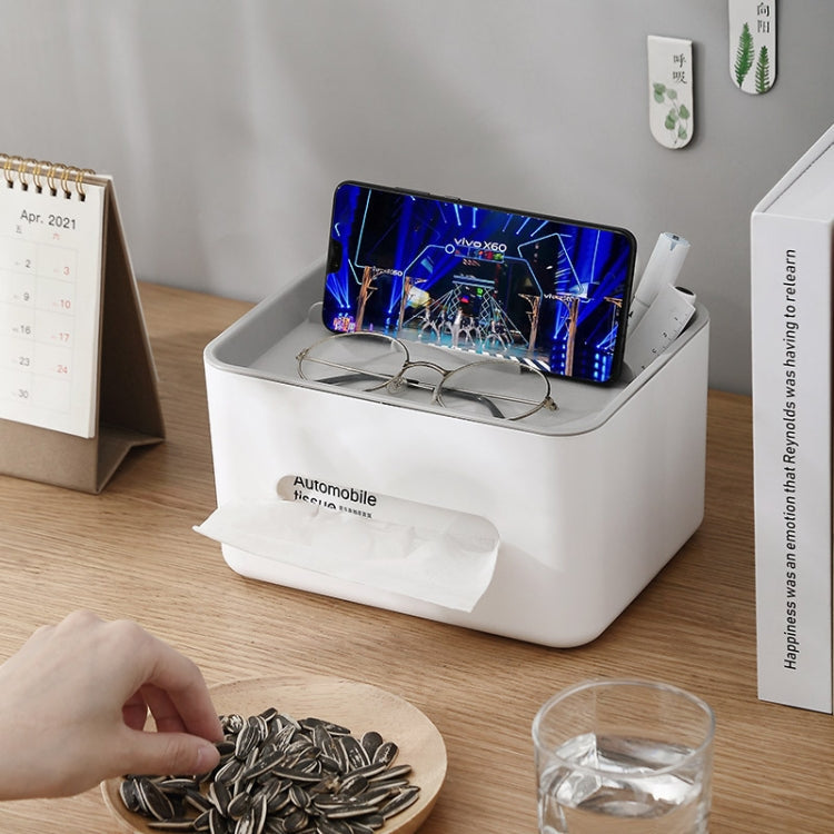 Multifunctional Tissue Box Napkin Container Organizer Box for Remote Control(Gray)