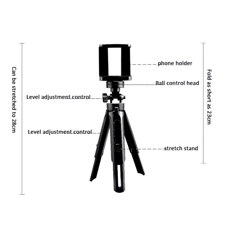 Portable Tabletop Camera Phone Tripod With Ball Head Removable Mini Selfie Tripod(Black)
