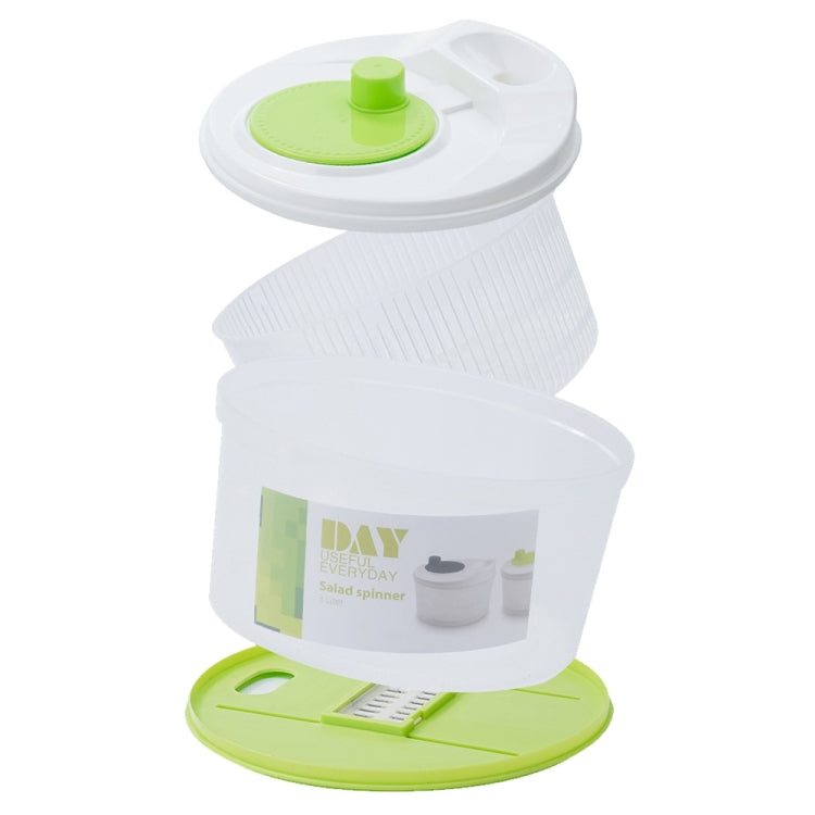 Multifunctional Vegetable Dehydrator Large Capacity Kitchen Drain Basket Household Grater Slicer(Green)