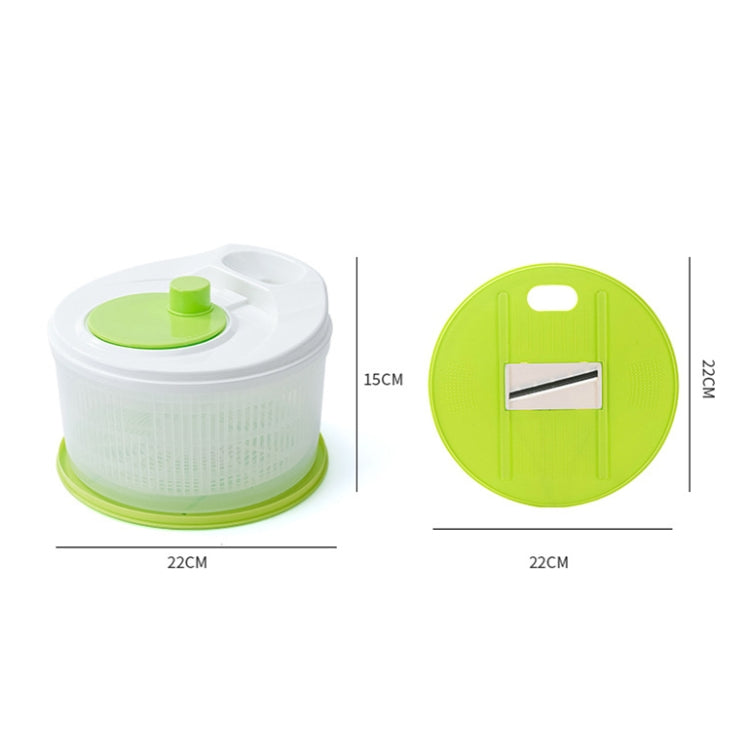 Multifunctional Vegetable Dehydrator Large Capacity Kitchen Drain Basket Household Grater Slicer(Green)