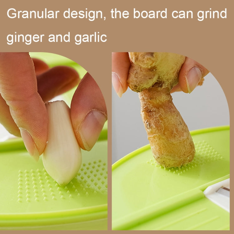 Multifunctional Vegetable Dehydrator Large Capacity Kitchen Drain Basket Household Grater Slicer(Green)
