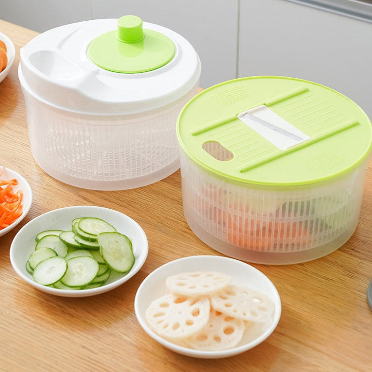 Multifunctional Vegetable Dehydrator Large Capacity Kitchen Drain Basket Household Grater Slicer(Green)