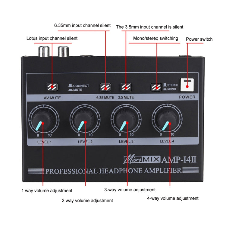 Mini HIFI 8-channel Monitoring Portable Headphone Amplifier Distributor(US Plug)