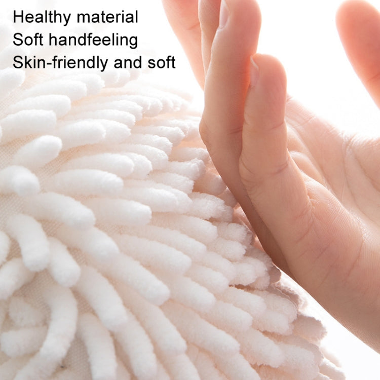 Chenille Hand Wipe Ball Large Hanging Bathroom Quick Dry Hand Towel Kitchen Rag Wipe Handkerchief(Gray)