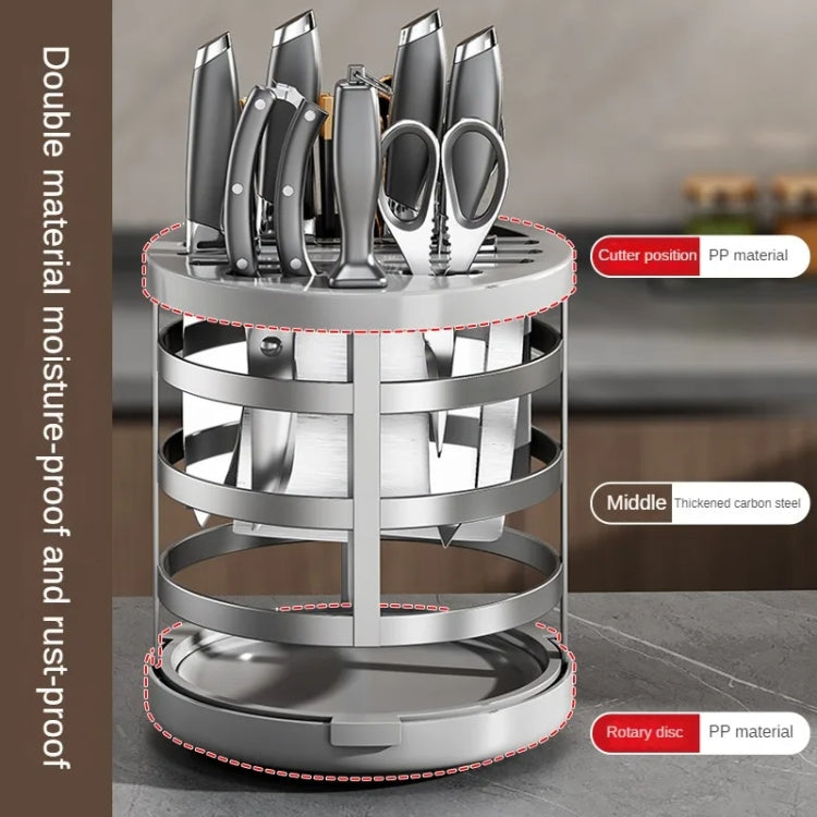 Home Thicken Knife Organizer Chopstick Cylinder Kitchen Drainage Countertop Shelf, Specification: Rotary (Black)