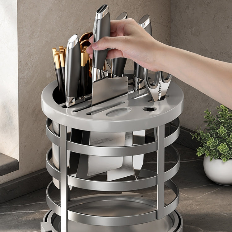 Home Thicken Knife Organizer Chopstick Cylinder Kitchen Drainage Countertop Shelf, Specification: Rotary (Black)