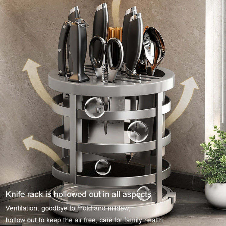 Home Thicken Knife Organizer Chopstick Cylinder Kitchen Drainage Countertop Shelf, Specification: Rotary (Black)