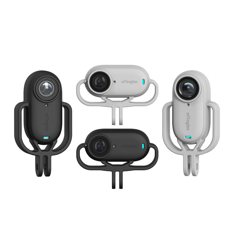 For Insta360 GO 3 AMagisn Silicone Case Camera Protective Accessories, Vertical Gray, Vertical Black