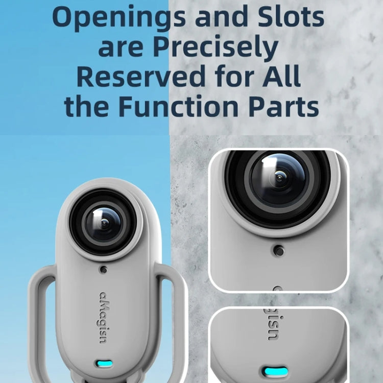 For Insta360 GO 3 AMagisn Silicone Case Camera Protective Accessories, Vertical Gray, Vertical Black