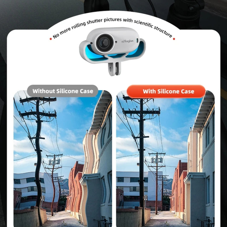 For Insta360 GO 3 AMagisn Silicone Case Camera Protective Accessories, Vertical Gray, Vertical Black