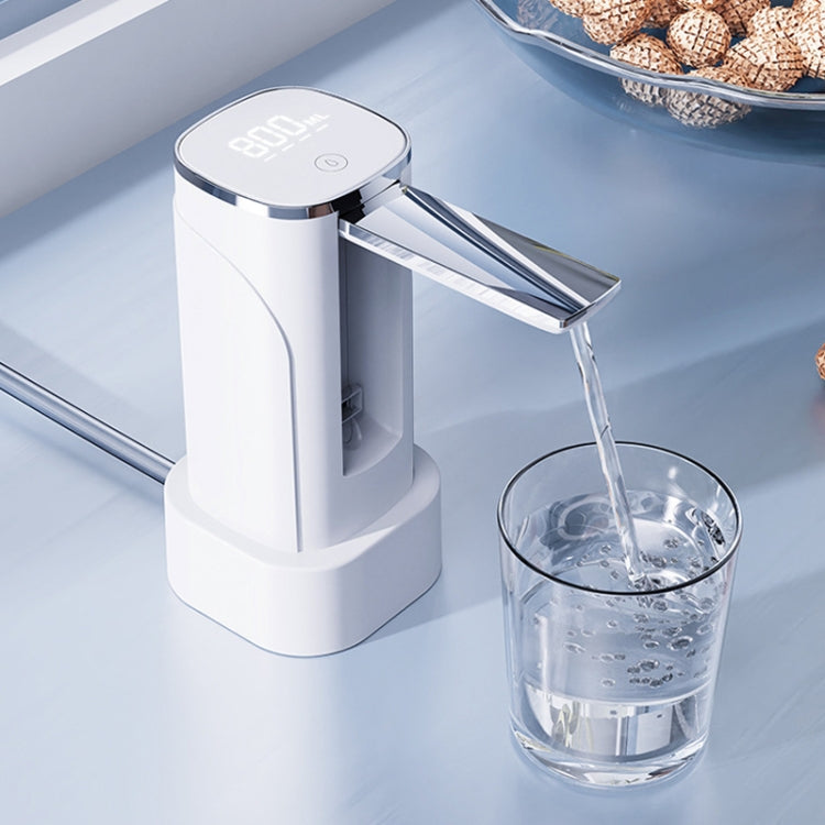 Digital Display Foldable Water Bottle Pump Electric Water Dispenser(White)