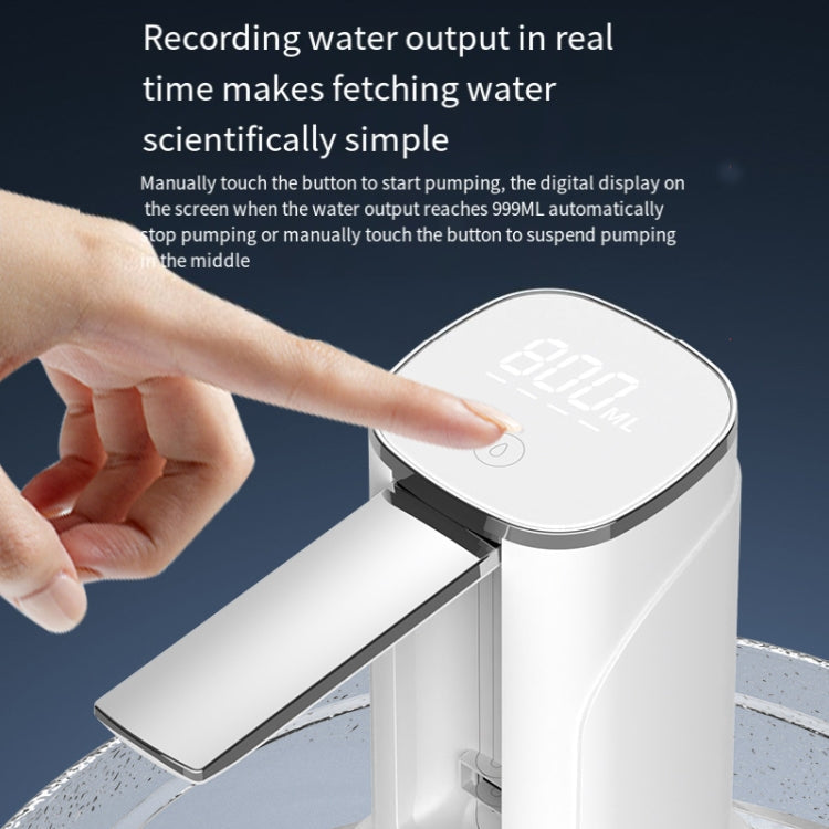 Digital Display Foldable Water Bottle Pump Electric Water Dispenser(White)