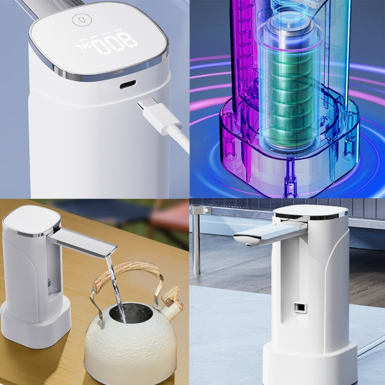 Digital Display Foldable Water Bottle Pump Electric Water Dispenser(White)