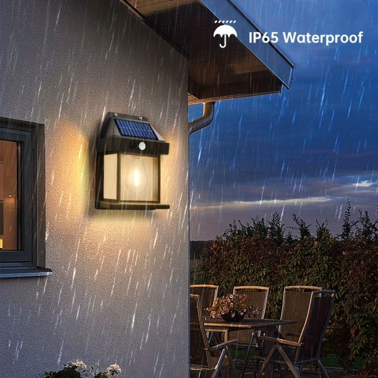Solar Outdoor Tungsten Wall Light 3 Modes Body Sensing Waterproof Garden Villa Night Light, Spec: Regular Black