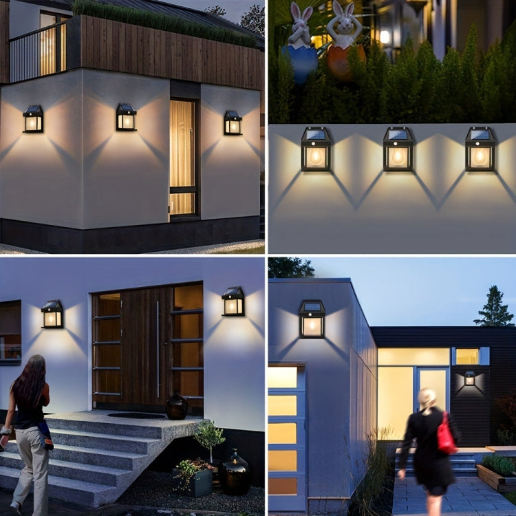 Solar Outdoor Tungsten Wall Light 3 Modes Body Sensing Waterproof Garden Villa Night Light, Spec: Regular Black
