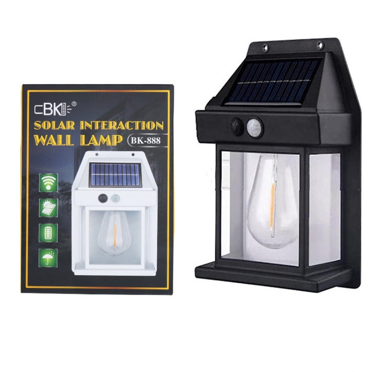 Solar Outdoor Tungsten Wall Light 3 Modes Body Sensing Waterproof Garden Villa Night Light, Spec: Regular Black