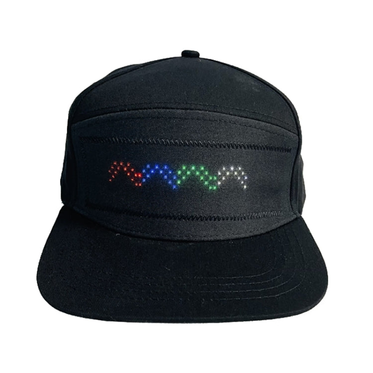 LED Luminous Advertising Hat DIY Words Pixel Lighting Rechargeable Bluetooth APP Control Scrolling Message Flexible Cap(Mixed Color Letter Black)