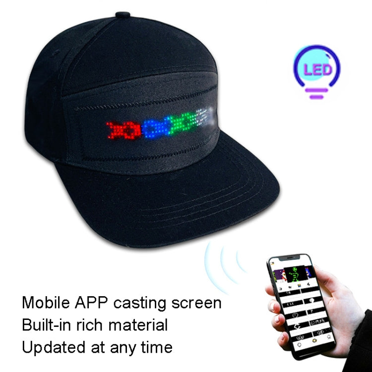 LED Luminous Advertising Hat DIY Words Pixel Lighting Rechargeable Bluetooth APP Control Scrolling Message Flexible Cap(Mixed Color Letter Black)