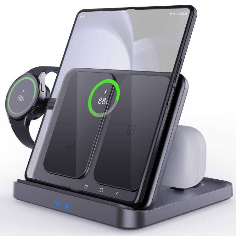 3 In 1 Wireless Charger For Samsung Galaxy Z Fold Mobile Phone Earphones & Smart Watches(Black)