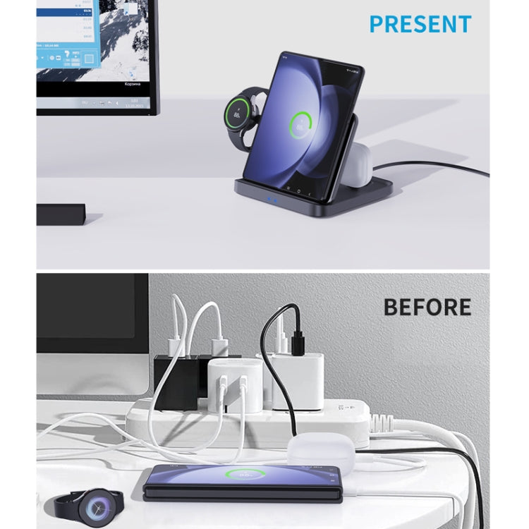 3 In 1 Wireless Charger For Samsung Galaxy Z Fold Mobile Phone Earphones & Smart Watches(Black)