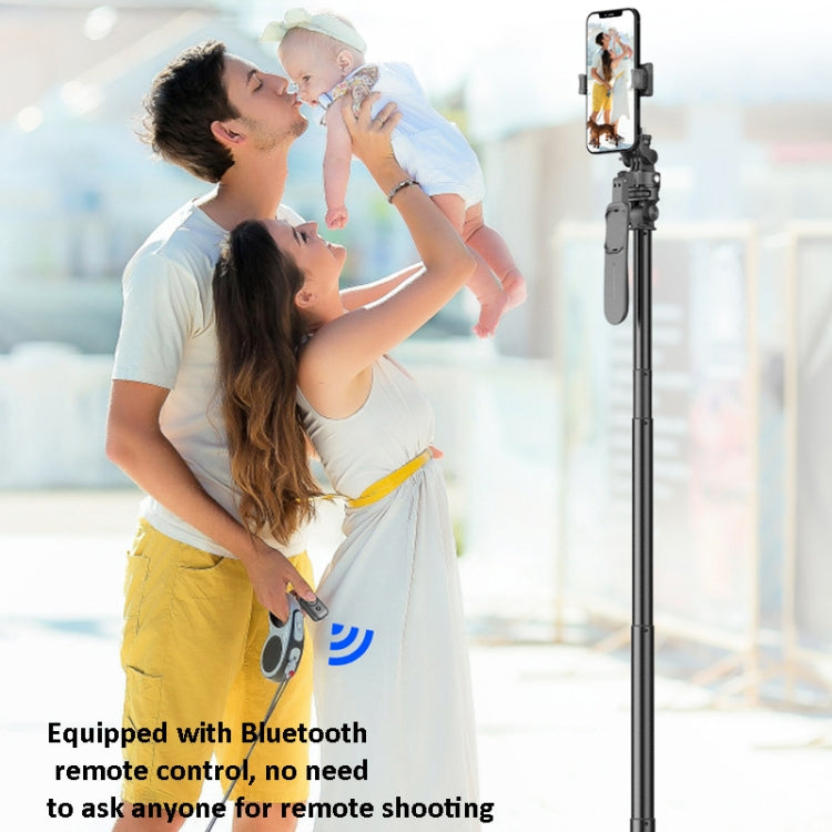2m Metal Tripod Selfie Stick With 4 Expansion Interfaces for Phone Camera(Black)